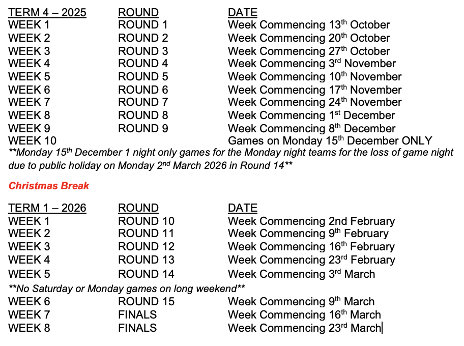 25 - 26 Busselton Basketball Playing Season Schedule 25 - 26 Busselton Basketball Playing Season Schedule
